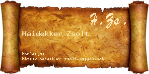 Haidekker Zsolt névjegykártya